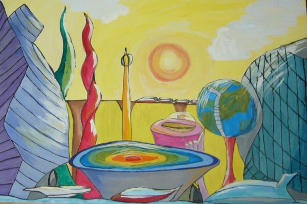 Ретро футуризм город-сад будущего