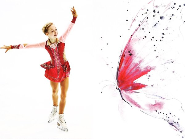 Фигуристка на белом фоне