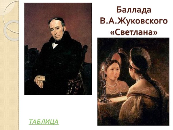 ("Светлана" - Баллада в. АЖУКОВСКОГО