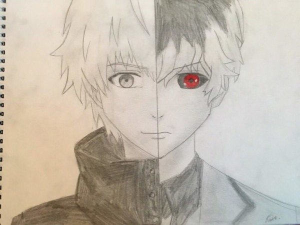 Нарисовать аниме Канеки Кена