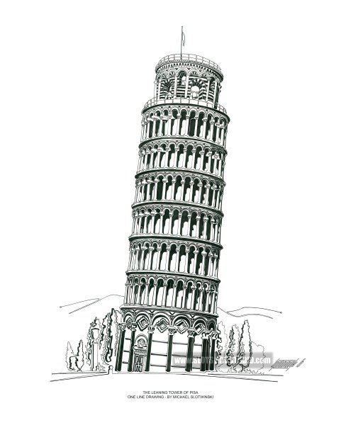 Пизанская башня Италия рисунок