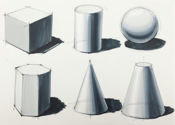 Светотень шар, конус, цилиндр, куб