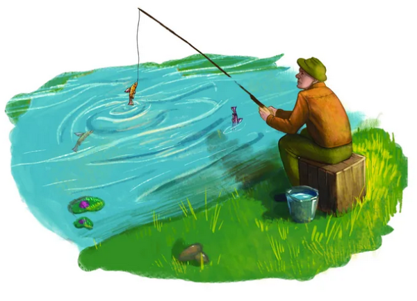 Рыбак ловит рыбу