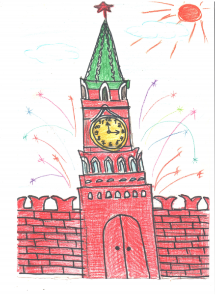 Спасская башня Московского Кремля раскраска