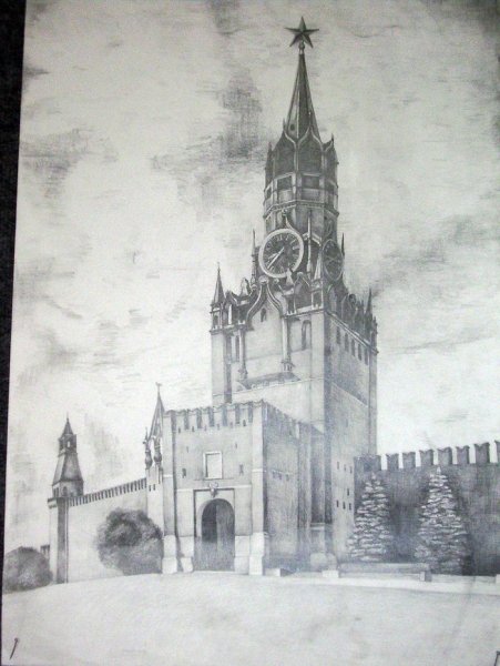 Спасская башня вектор вид снизу