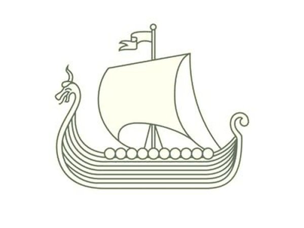 Драккар вид сбоку эскиз