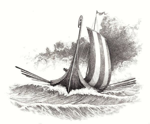 Корабль викингов дракар рисунок