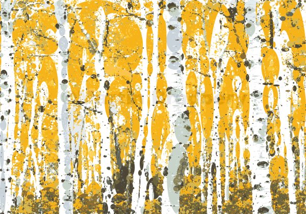 Осеннее дерево акварелью