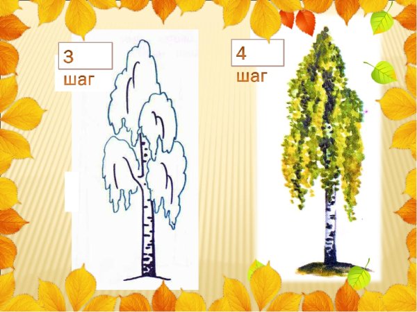 Рисование осенней березы