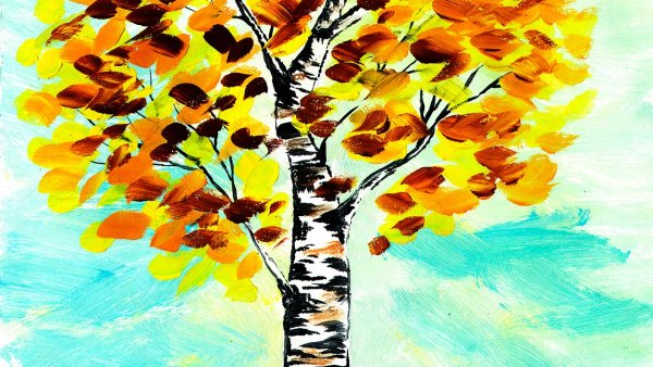 Осенние березы живопись