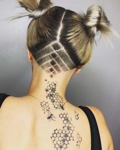 Узоры на затылке у девушек