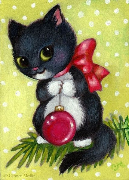 Новогодние котята нарисованные