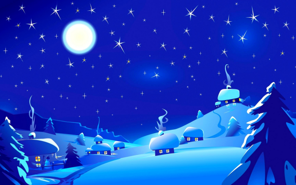 Зимний пейзаж мультяшный