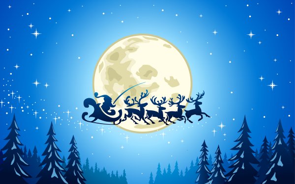 Санта Клаус на фоне Луны