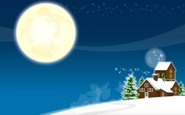 Новогодний пейзаж с луной