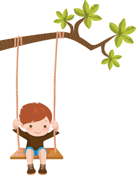 Дети на качелях мультяшные