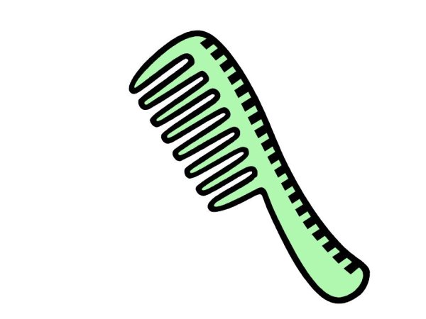 Мультяшная расческа на белом фоне