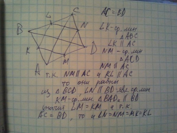 Площадь четырехугольника Вариньона
