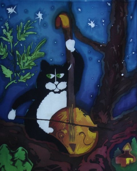 Батик животные кошки