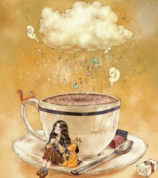 Чашка кофе акварель