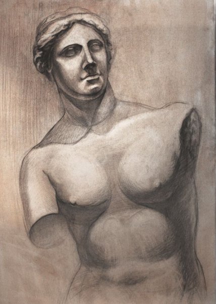 Академический рисунок гипсовой головы Дианы