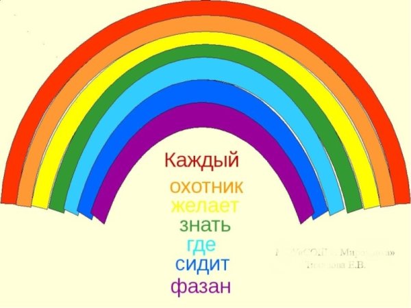 Цвета радуги каждый охотник желает знать где сидит фазан цвета радуги