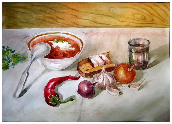 Акварельный натюрморт на кухню