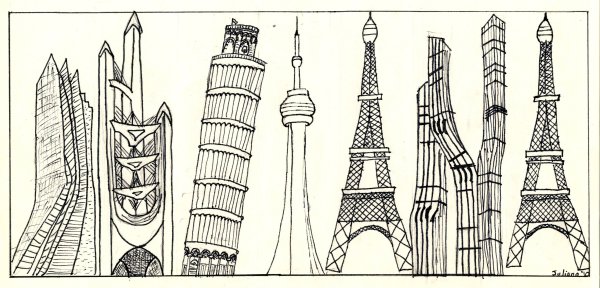 Рисование башен с разными пропорциями