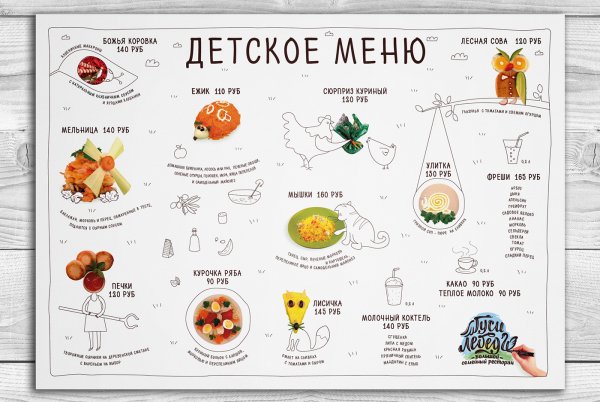 Макет меню для напитков