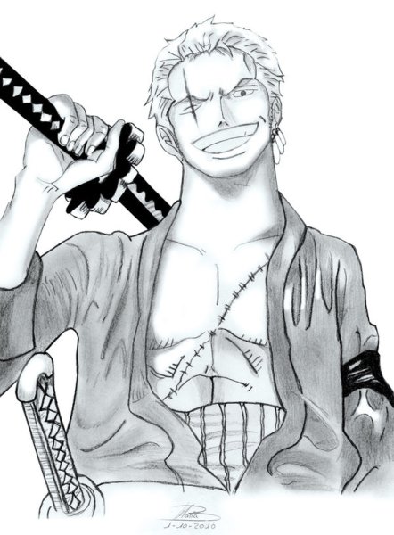 Зоро Ван Пис карандашом