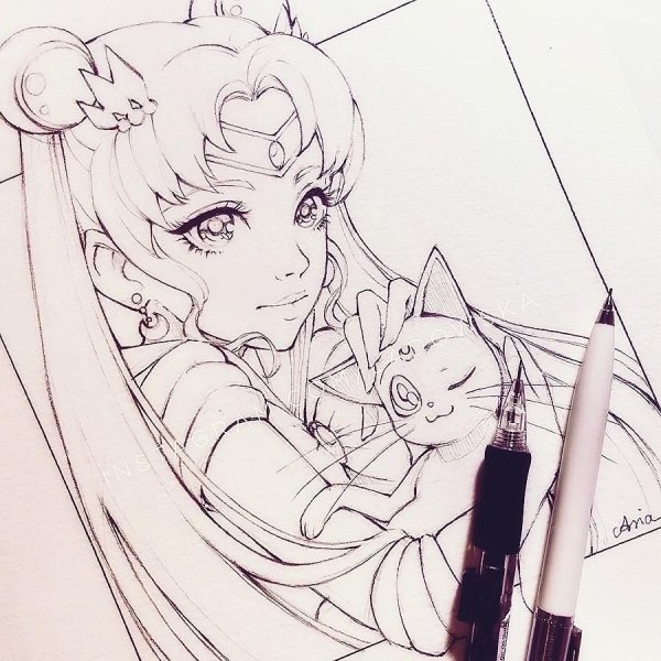 Сейлор Мун нарисованно