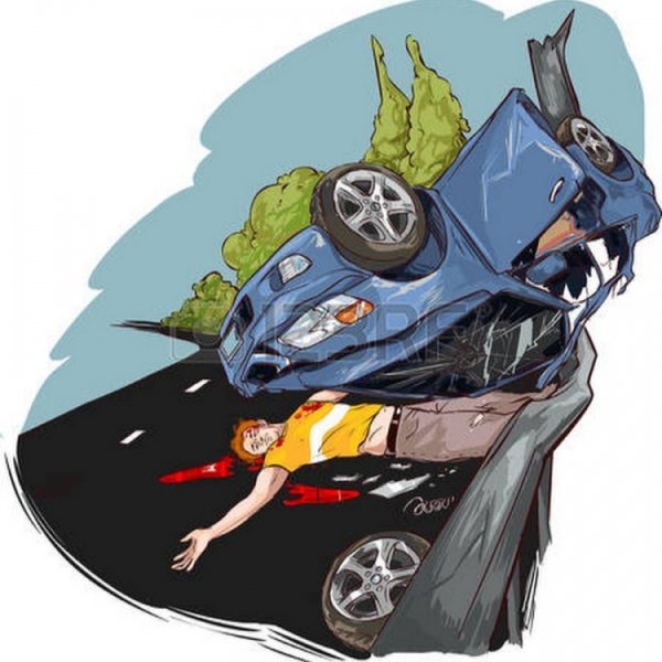 Раскраска Разбитая машина