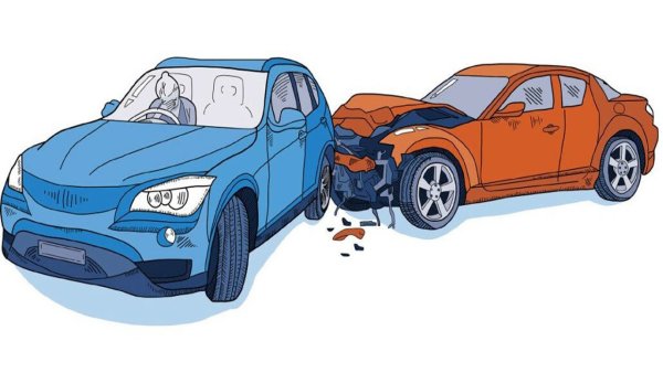 Мультяшный автомобиль в ДТП