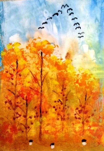 Семейный Вернисаж в детском саду рисунок осень