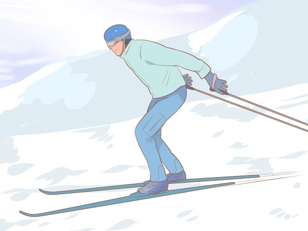 Дети катаются на лыжах