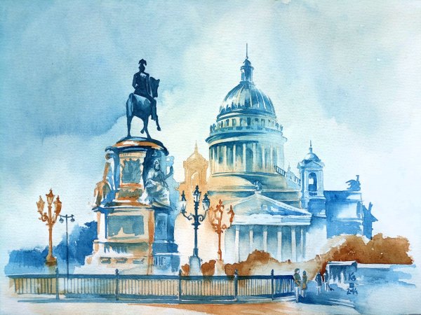 Исакиевский собор акварель
