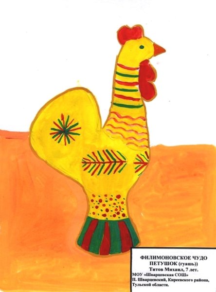 Филимоновская игрушка петушок пластилинография
