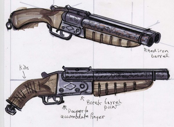 Обрез двустволки сталкер чертёж
