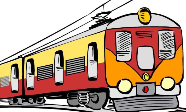 Поезд на белом фоне