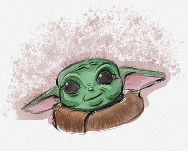 Маленький йода с чашкой