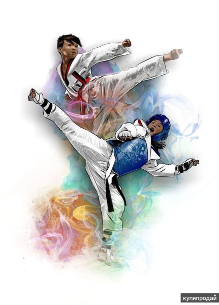 Тхэквондист на фоне