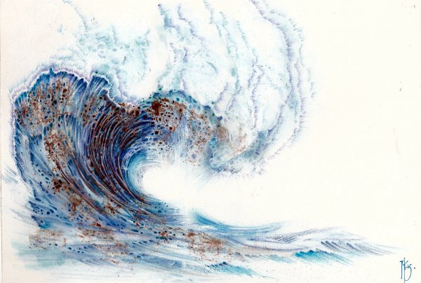 ЦУНАМИ акварель