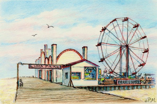 Парк развлечений карандашом