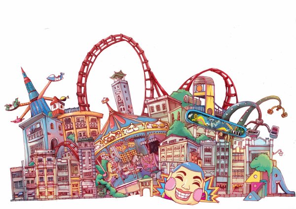 Парк аттракционов иллюстрация