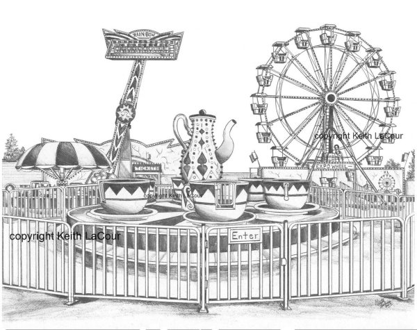 Парк аттракционов карандашом