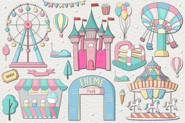 Парк аттракционов стилизованный