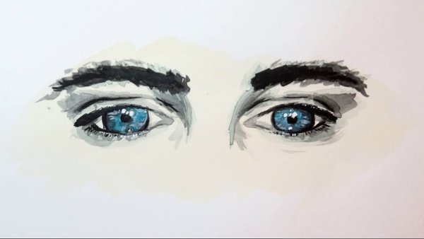 Мужские глаза акварелью