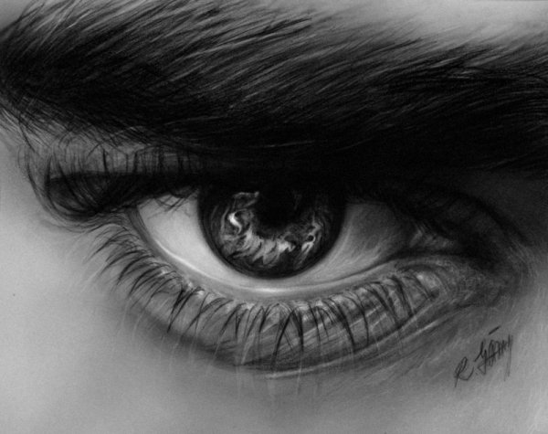 Мужские глаза карандашом