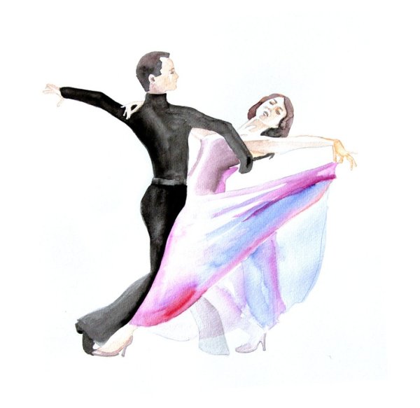 Бальные танцы акварель
