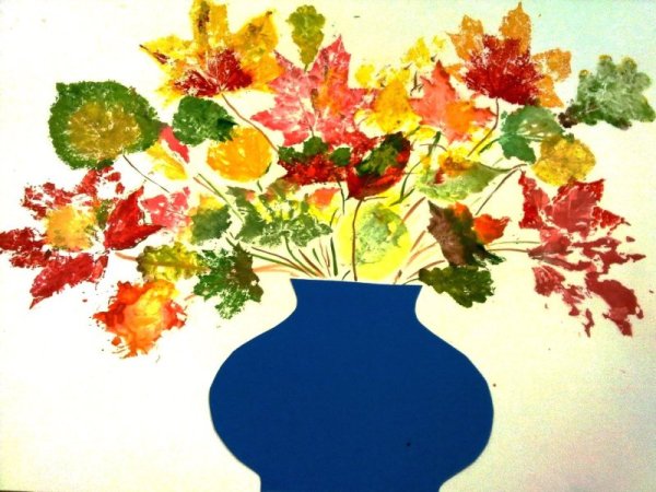 Печать листьями нетрадиционное рисование